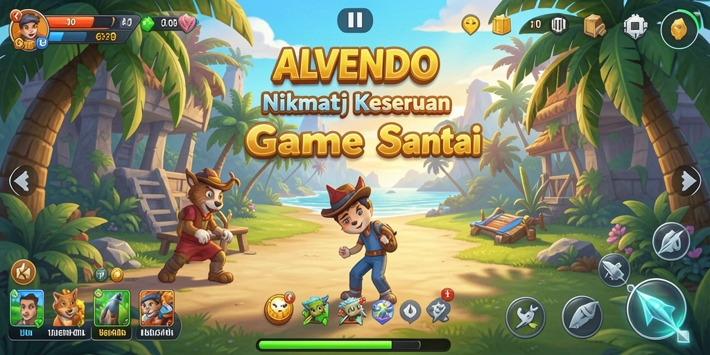 Tampilan gameplay ALVENDO yang penuh warna dan menarik.
