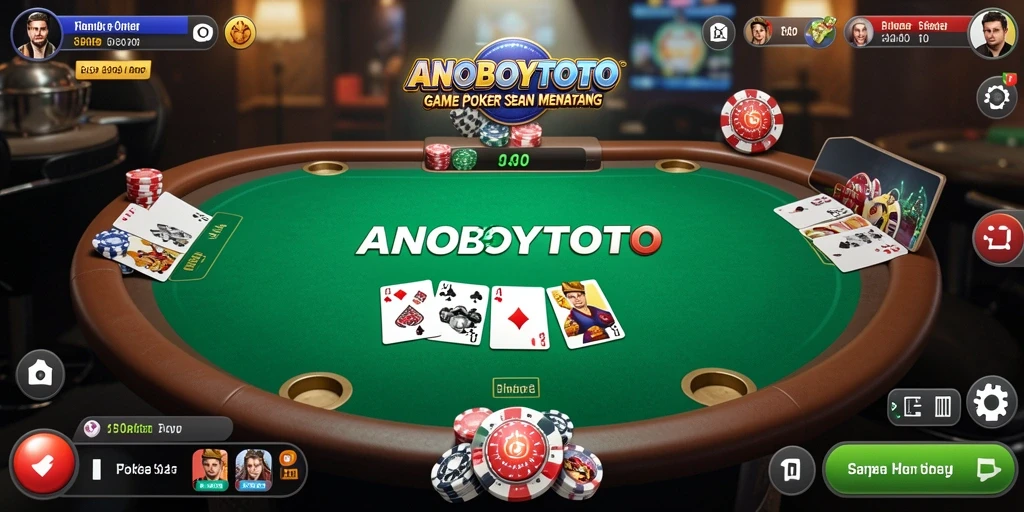 Screenshot ANOBOYTOTO menunjukkan gameplay poker yang mendebarkan.