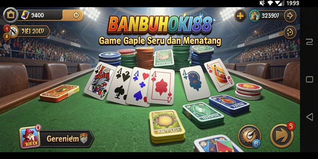 Tampilan menarik gameplay Gaple BANBUHOKI88 yang seru.
