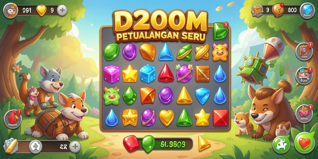 Tampilan gameplay D200M yang penuh warna dan seru.