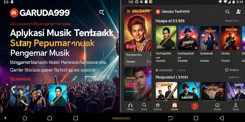 Screenshot utama GARUDA999 menampilkan antarmuka aplikasi musik yang menarik.