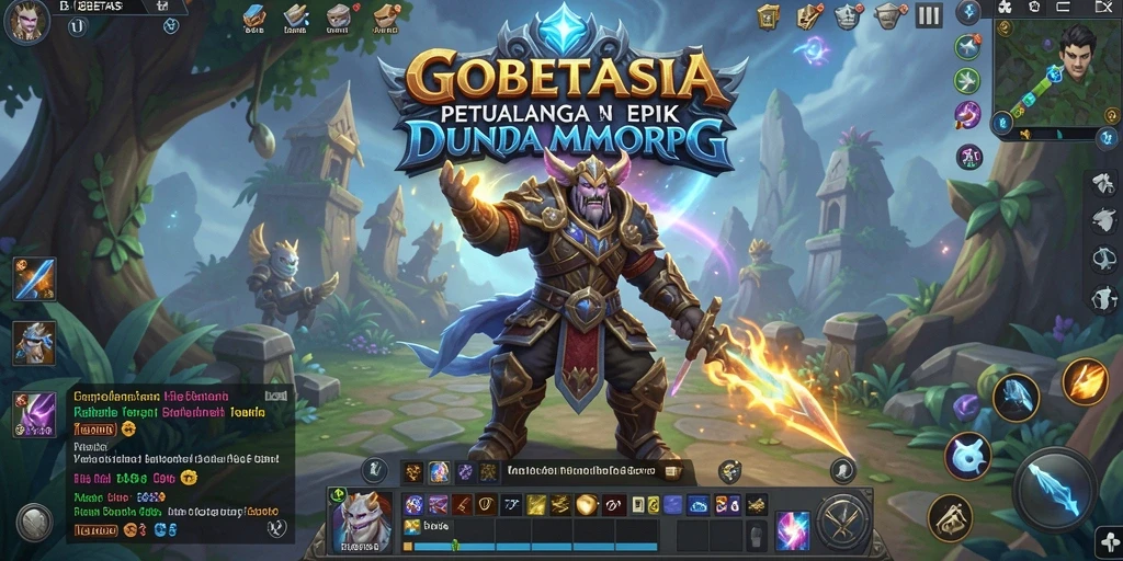 Tangkapan layar dari GOBETASIA menampilkan karakter dalam pertempuran epik di dunia fantastis.