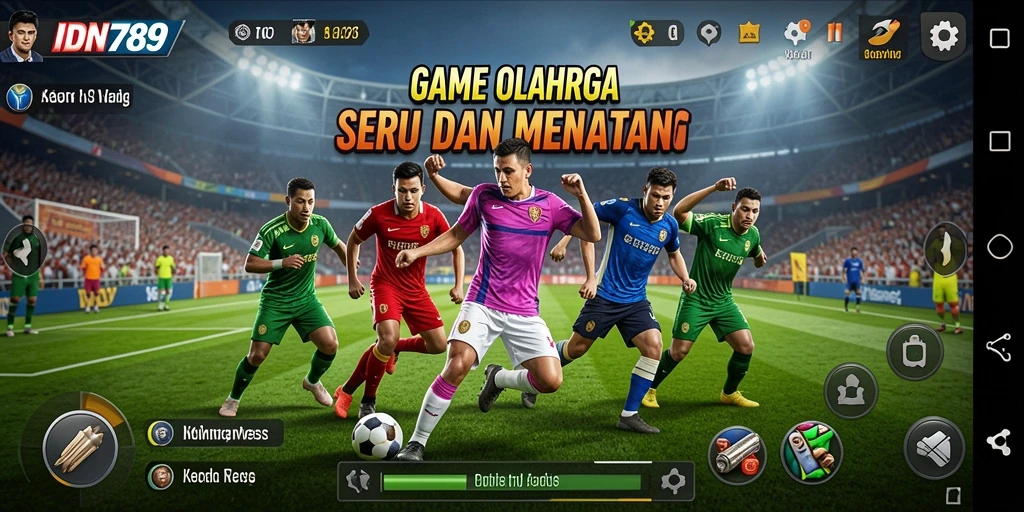 Tampilkan momen aksi seru dari gameplay <strong>IDN789</strong> dalam arena olahraga.