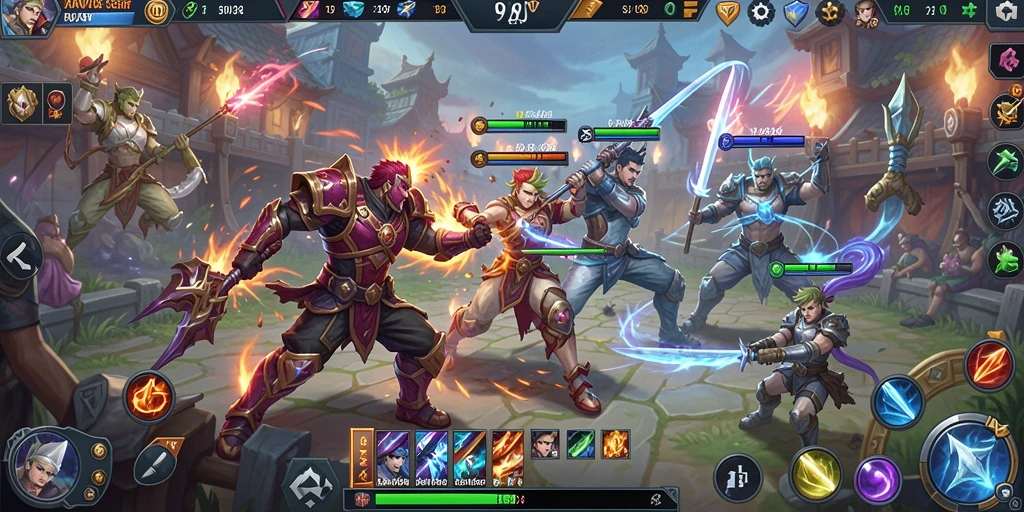 Screenshot game JAVO88 menampilkan pertarungan MOBA yang intens.