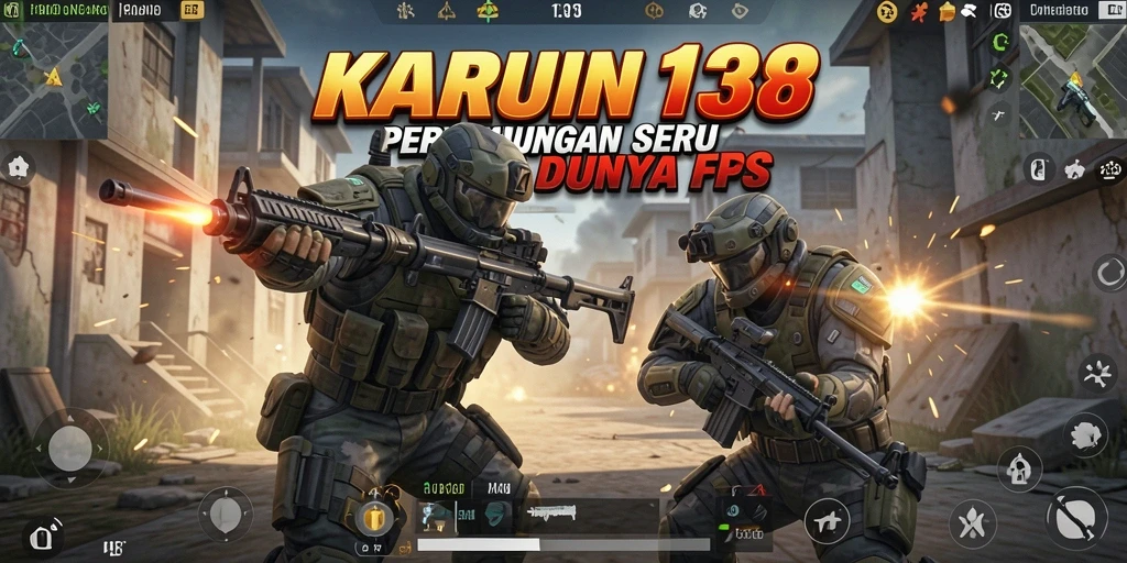 Tampilan aksi intens dalam permainan FPS KARUN138.