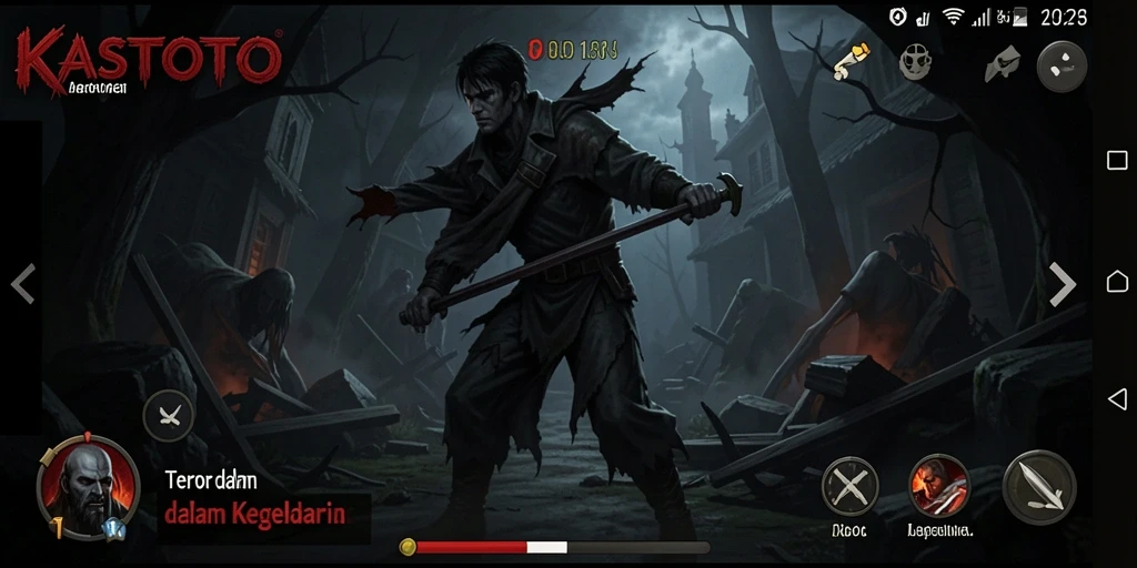 Gameplay KASTOTO dengan suasana menyeramkan yang menegangkan.