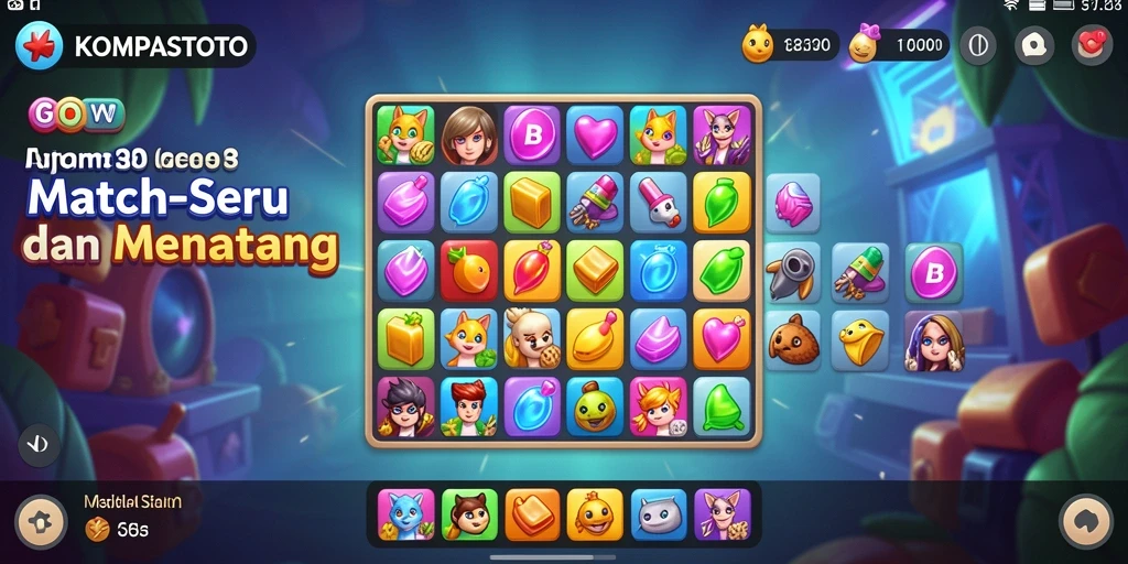 Gameplay seru KOMPASTOTO dengan warna-warna cerah.