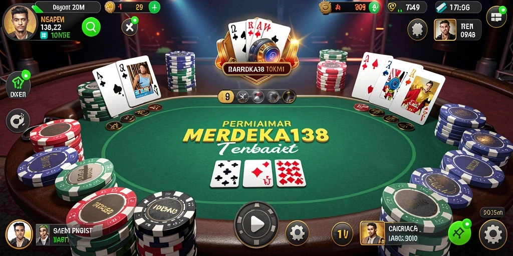 Tampilan gameplay Poker di MERDEKA138 yang menarik dan mendebarkan.