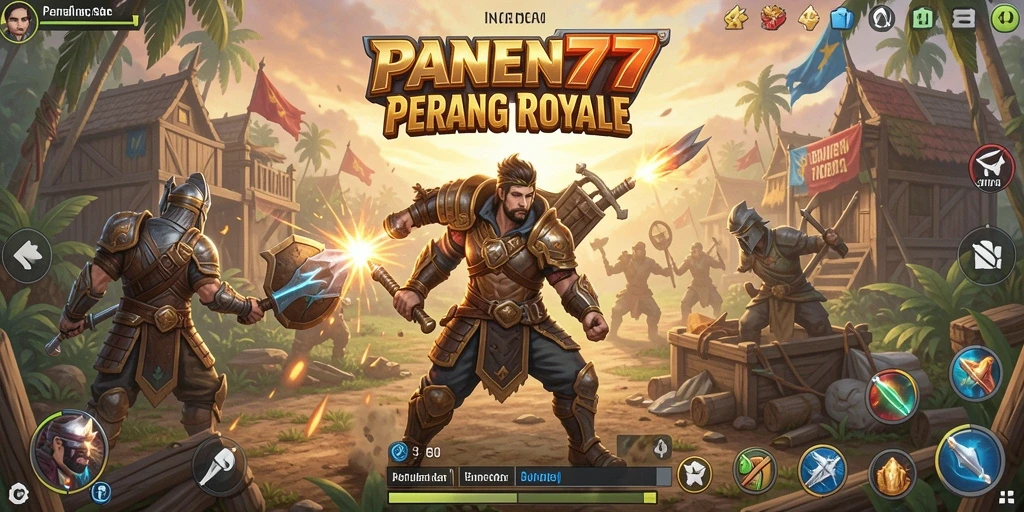 Gameplay mendebarkan dalam <strong>PANEN77</strong> saat bertarung dalam lingkungan Battle Royale.