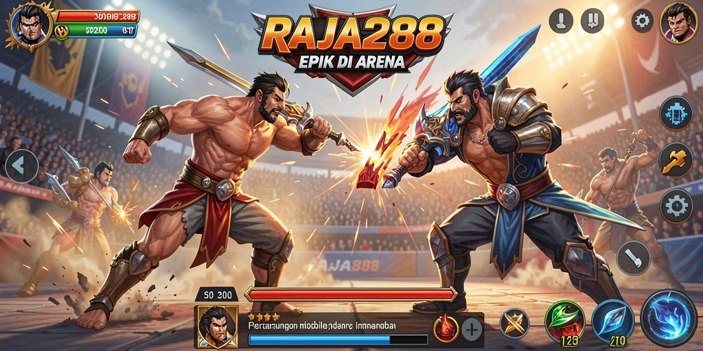 Tampilan gameplay seru dalam pertarungan epik RAJA288.