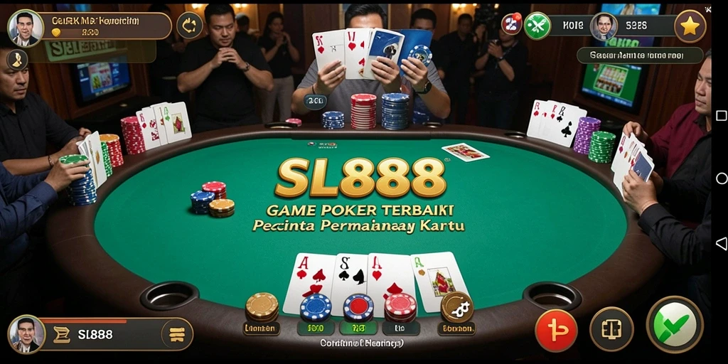 Tampilan menarik dari gameplay poker yang seru dan menantang.