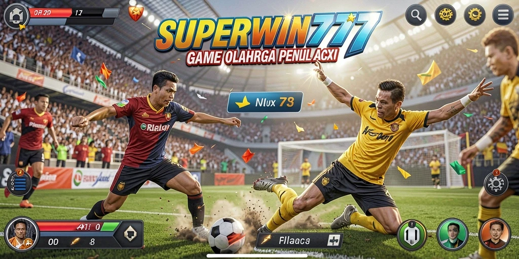 Screenshot SUPERWIN777 menampilkan aksi seru dalam pertandingan olahraga.